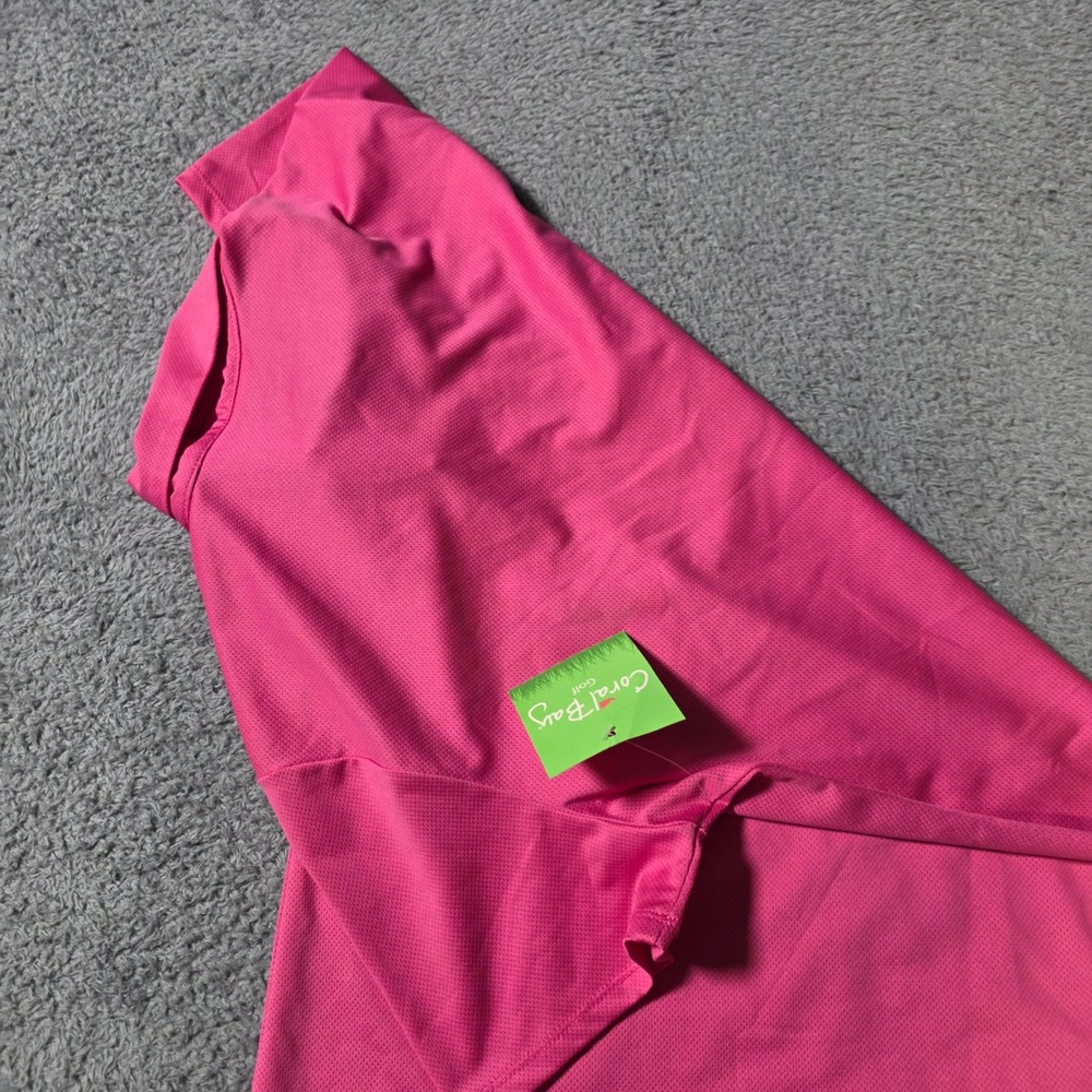 Coral Bay Golf Womens Medium Polo Shirt Pink 1/4 Zip Short Sleeve Stretch 4032 - Picture 5 of 6